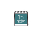 a teal calender with the date